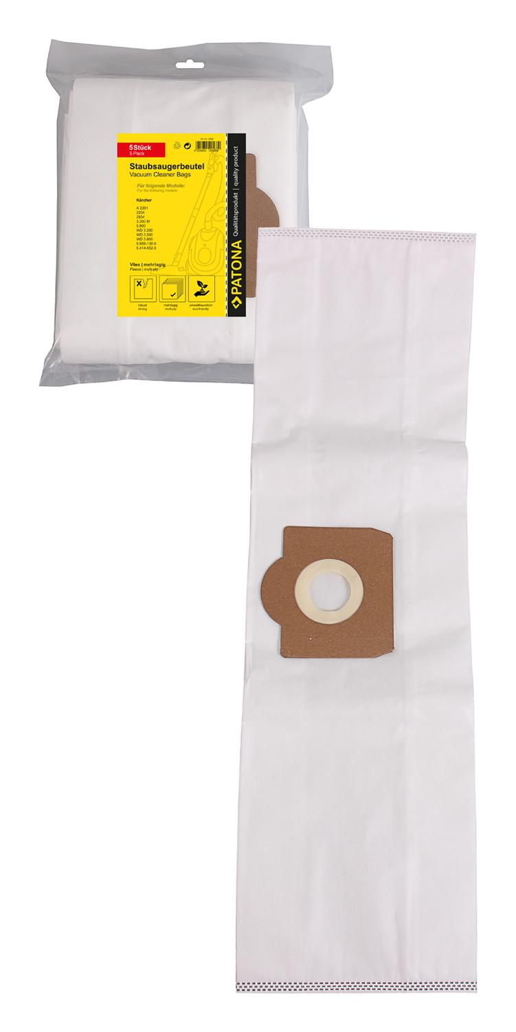 PATONA 5 worków odkurzacza wielowarstwowych z filcu dla Kärcher A 2201 2204 2504 3.300M 5.800 WD 3.200 WD 3.500 WD 3.800 6.959-130.0