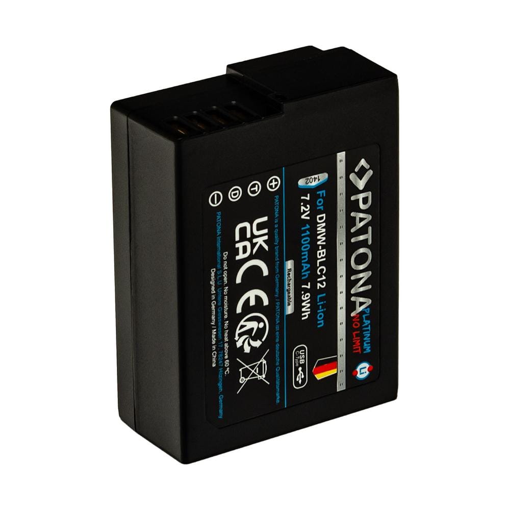 PATONA Platinum batería con entrada USB‑C para Panasonic DMW‑BLC12 FZ2000 FZ300 GX8 G81 GH2