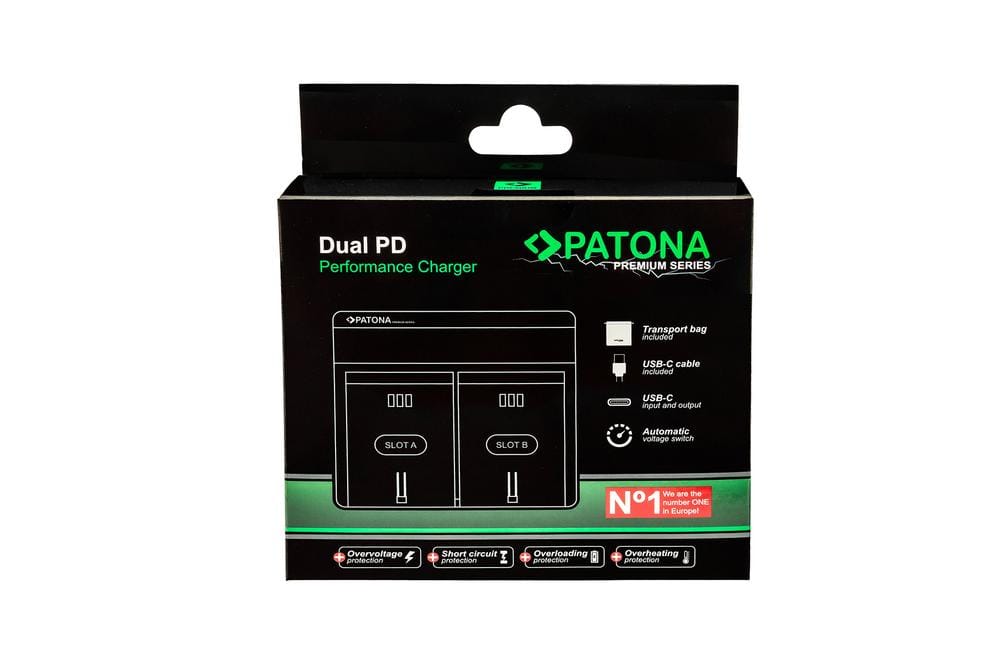 PATONA Premium Dual PD Cargador de Alto Rendimiento para Sony BP-U60 con entrada/salida USB‑C