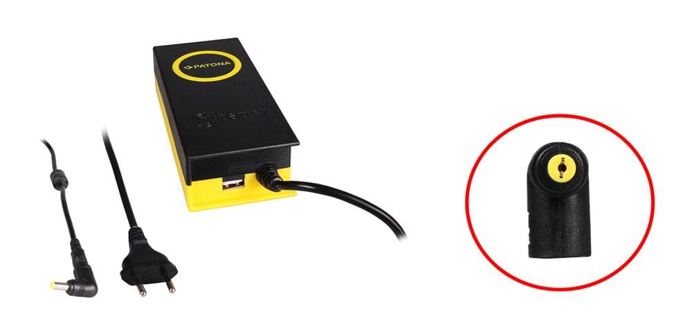 PATONA 90W Sync Power Supply 5.5 x 1.7 x 12 mm 19 V with 2.1 A USB Output for Notebook, External Hard Drive, Blu‑Ray Player and Game Consoles PATONA 90W Sync Power Supply 5.5 x 1.7 x 12 mm 19 V with 2.1 A USB Output for Notebook, External Hard Drive, Blu‑Ray Player and Game Consoles