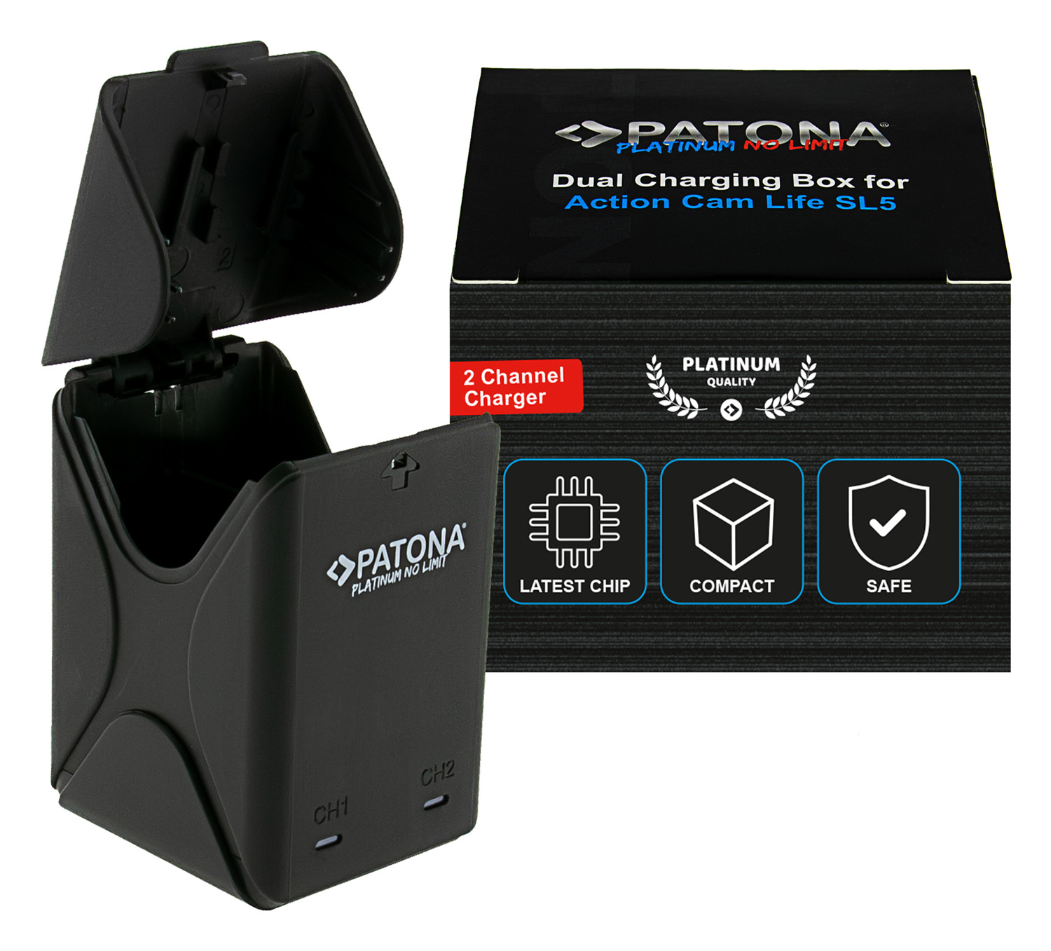 PATONA Platinum Dual-Charger charging box for PATONA Action Cam Life SL5