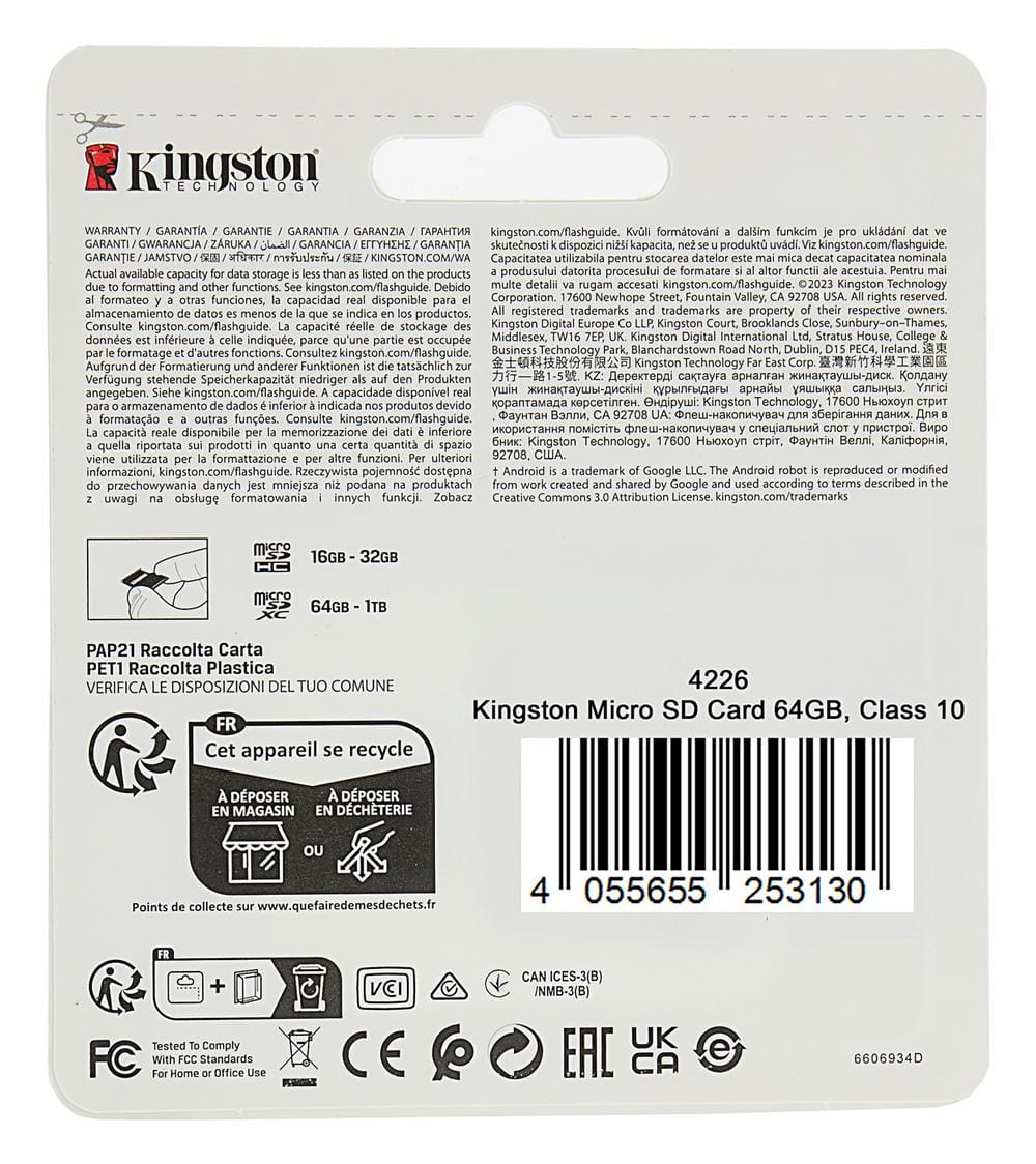 Karta pamięci Kingston MicroSDXC 64 GB 1000 MB/s klasy 10 Karta pamięci Kingston MicroSDXC 64 GB 1000 MB/s klasy 10