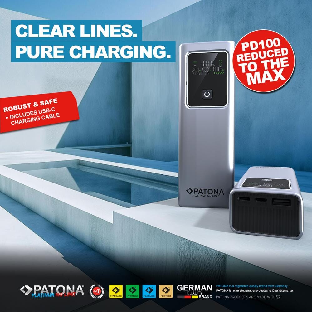 PATONA Platinum Powerbank Luxury One PD100W 20,000 mAh 2 USB‑C PD3.0 + 1 USB‑A