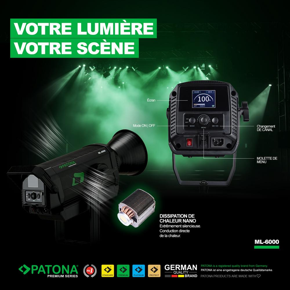 PATONA Premium LED Light ML-6000 600W COB Luce Foto e Video inclusa Custodia