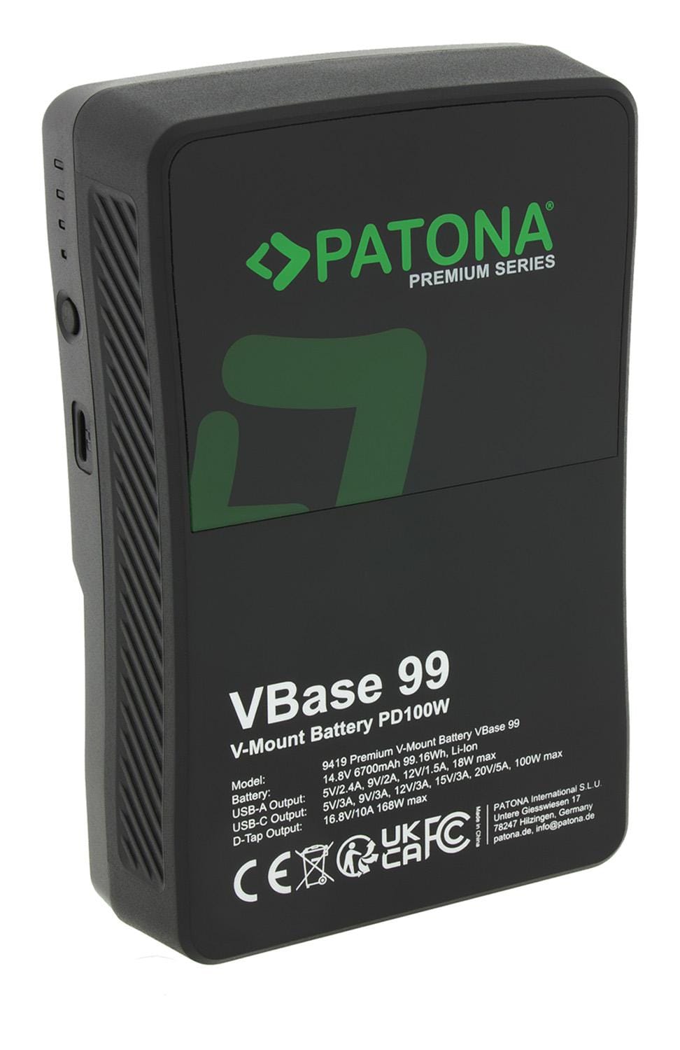 PATONA Premium Batterie V‑Mount VBase 99 PD 100W 99Wh USB‑C USB‑A D‑Tap Cellules Samsung avec Hardcase