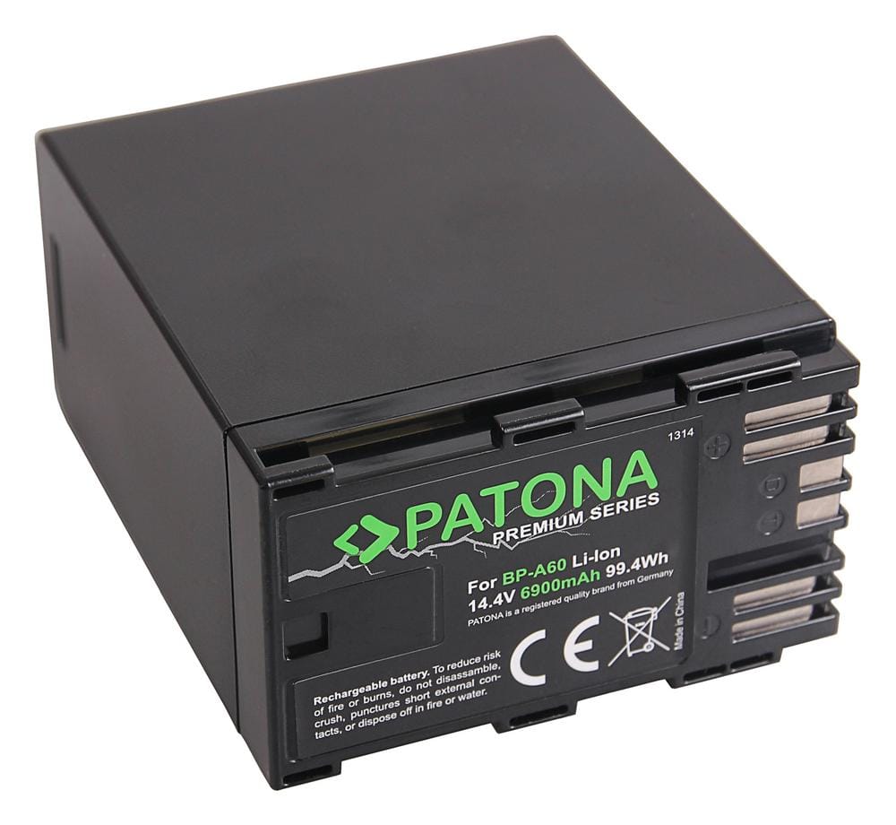 PATONA Batterie Premium pour Canon BP-A60 EOS C200 C200B C200 PL C300 Mark II XF705 CA-CP200L 6900mAh