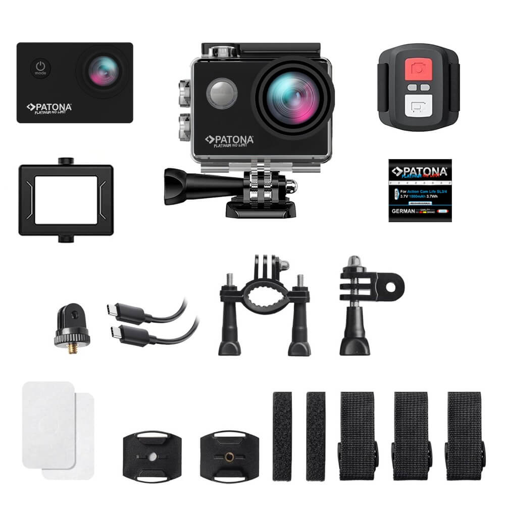 PATONA Platinum Action Cam Life SL3 4K 120fps 16mp 120° 4G+IR RC Wifi APP wiele akcesoriów PATONA Platinum Action Cam Life SL3 4K 120fps 16mp 120° 4G+IR RC Wifi APP wiele akcesoriów
