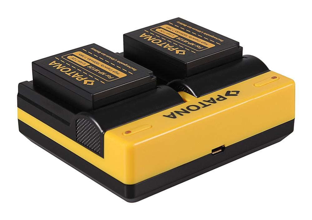 Carregador Dual PATONA para Fujifilm Fuji NP-W126, FinePix HS30 EXR, HS30EXR, HS-30EXR, HS33 incl. Micro-USB