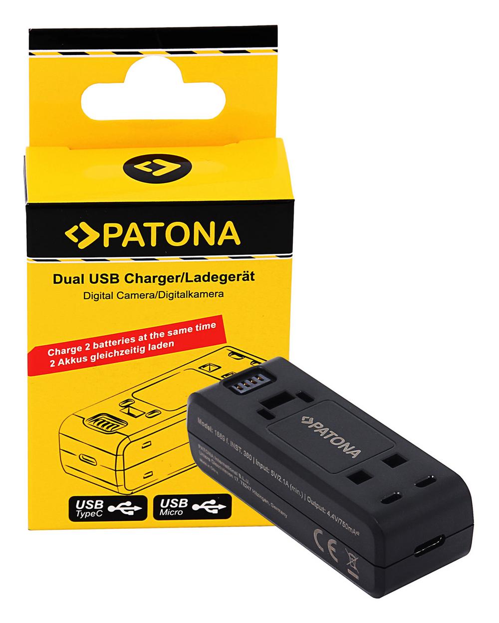 Carregador Dual USB PATONA para Insta360 ONE R 360 ONE RS INST100-04
