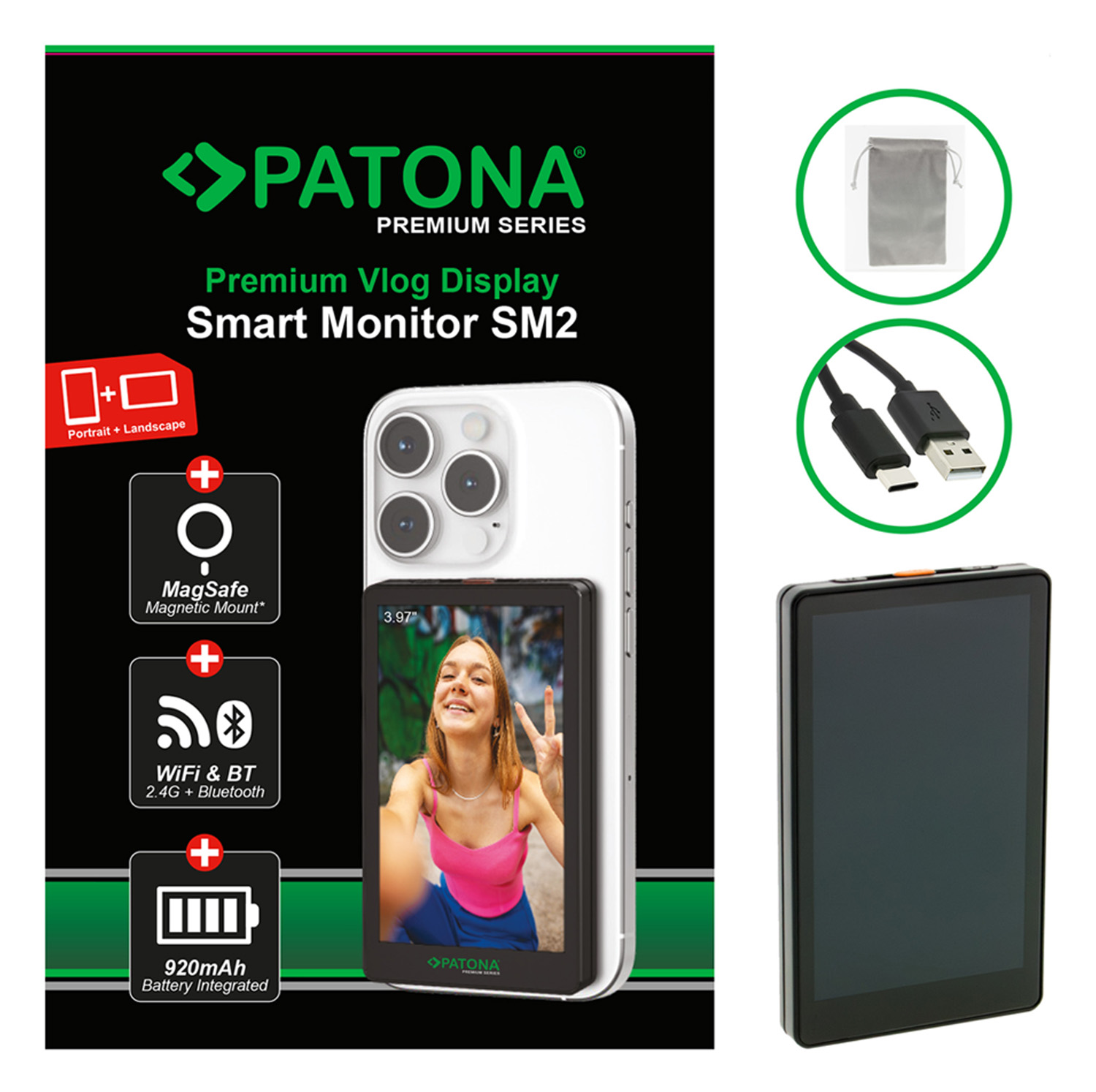 PATONA Premium Vlog Display Smart Monitor SM2 incl. remote control
