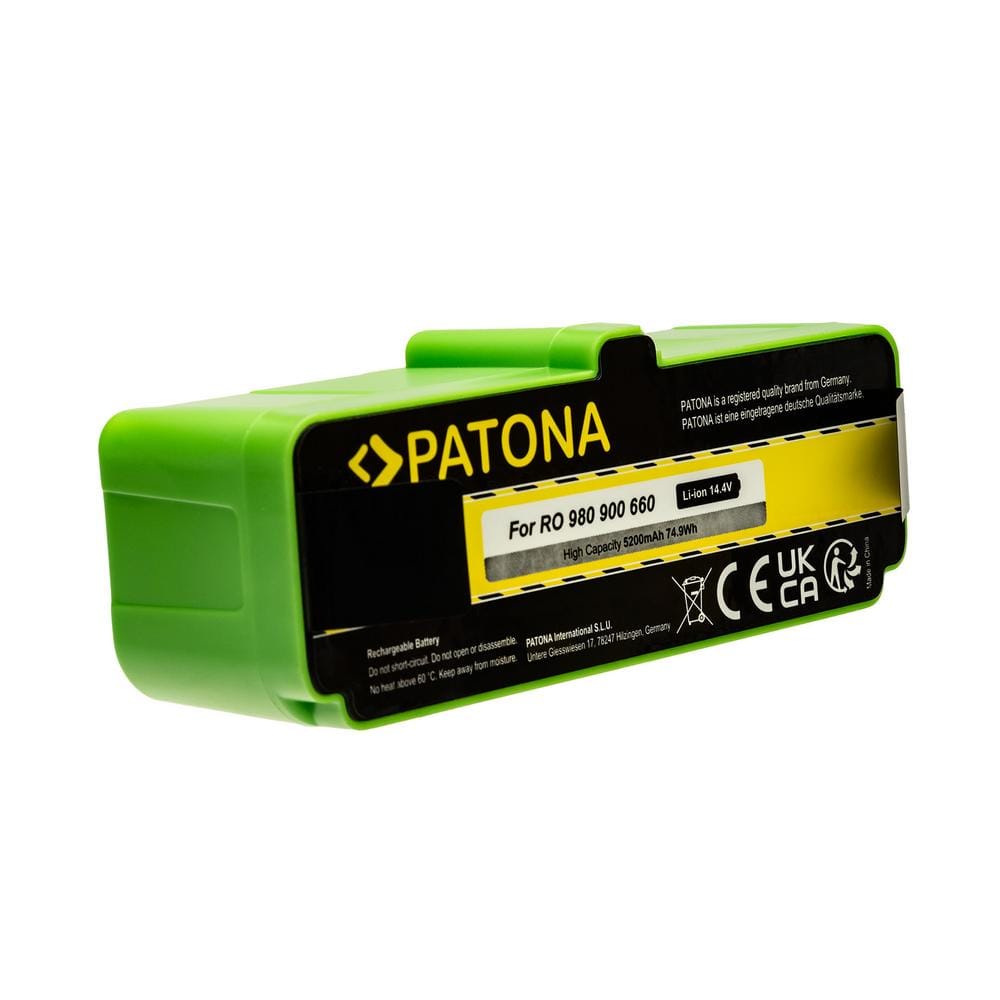 PATONA Li‑Ion Battery 14.4 V 5200 mAh for iRobot Roomba 80501 500 510 520 530 532 535 540 550 555 560 562 563 564 570 580 581 770 780 800 870 880 R3 Series PATONA Li‑Ion Battery 14.4 V 5200 mAh for iRobot Roomba 80501 500 510 520 530 532 535 540 550 555 560 562 563 564 570 580 581 770 780 800 870 880 R3 Series