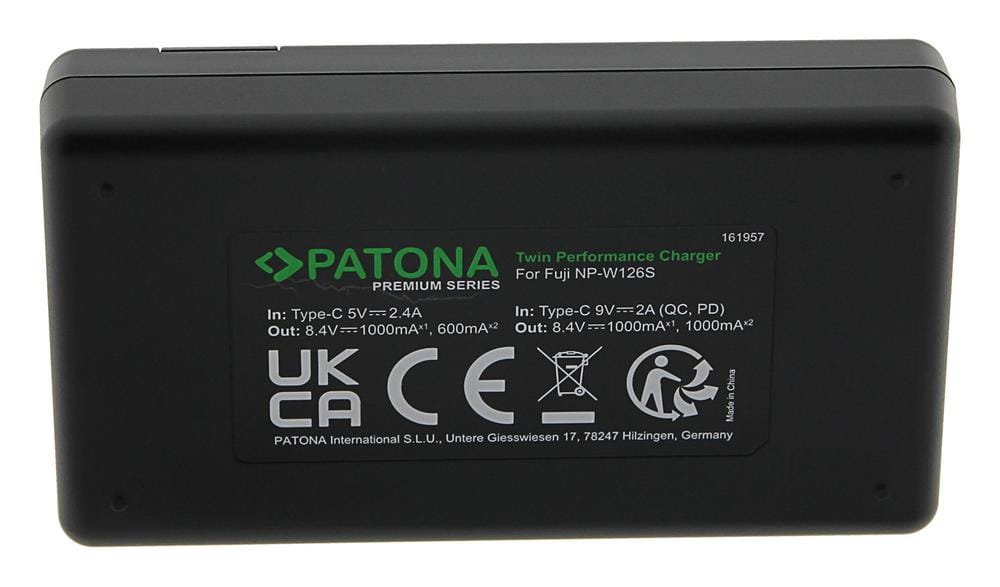 PATONA Carregador PD Premium Twin Performance para Fuji NP‑W126 HS30 EXR HS30EXR HS‑30EXR HS33 EXR HS33EXR HS‑33EXR XPro 1