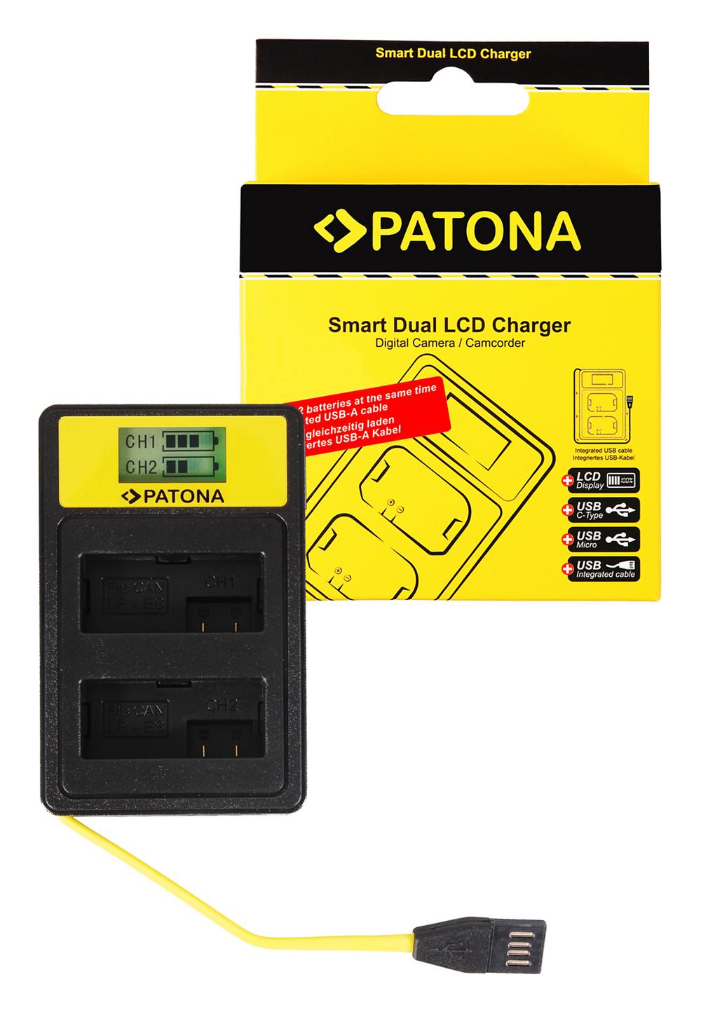 PATONA Carregador Dual Inteligente LCD USB para baterias Canon LP‑E8 550D 600D 650D 700D PATONA Carregador Dual Inteligente LCD USB para baterias Canon LP‑E8 550D 600D 650D 700D