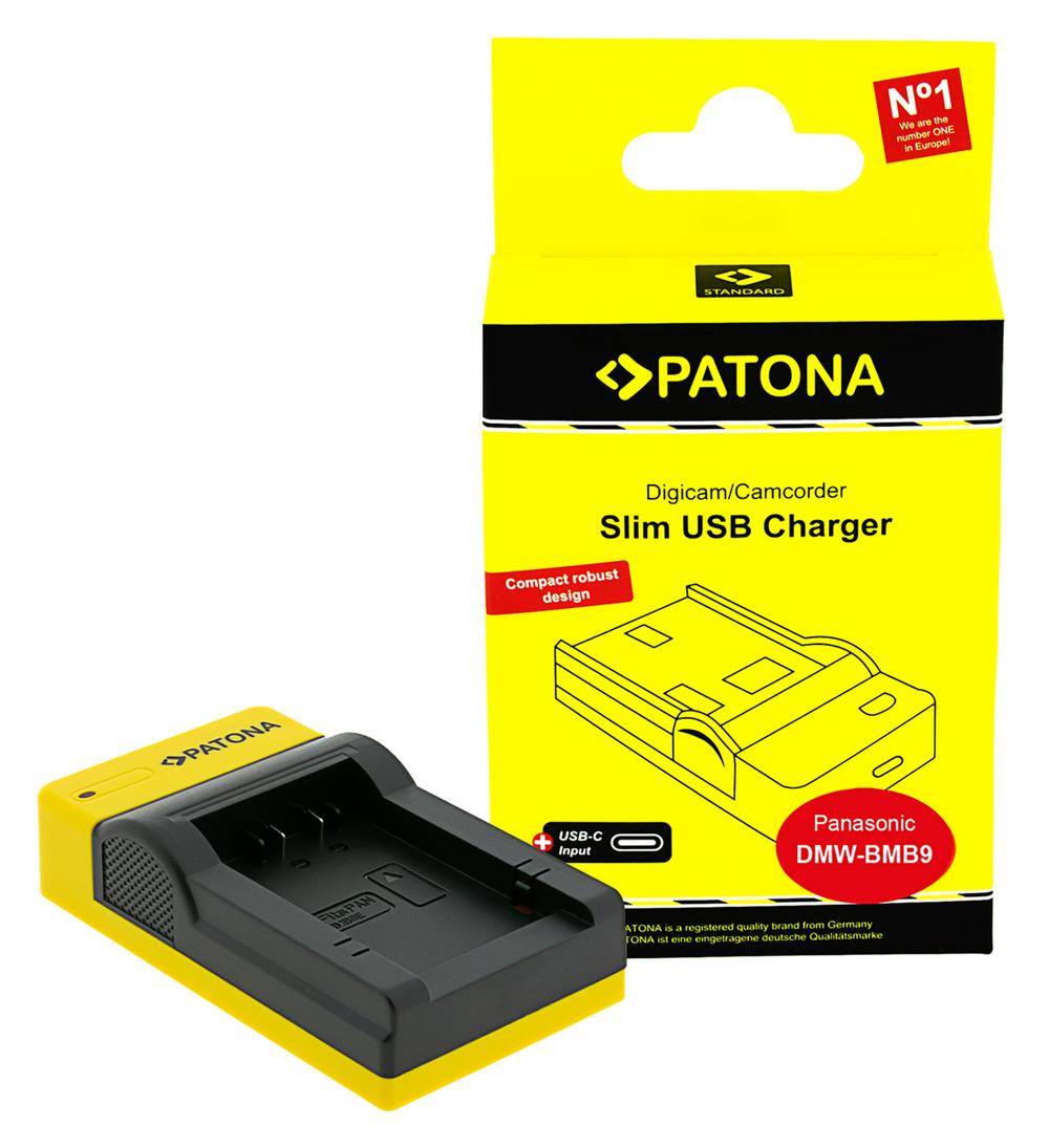 PATONA Slim Carregador USB com entrada USB‑C para Leica V‑Lux, V‑Lux 2, VLux 2 II e Panasonic DMW‑BMB9