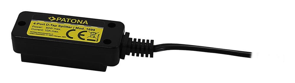 PATONA 4‑way D‑TAP Adapter Splitter Hub – 1 male D‑TAP to 4 female D‑TAP