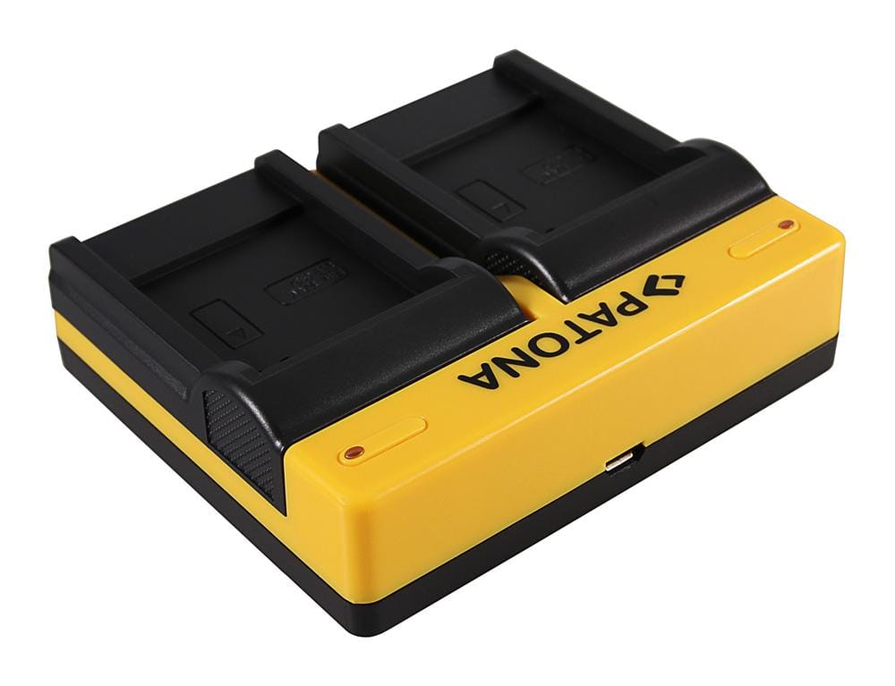 Caricatore Dual PATONA per Samsung SLB-0937 Digimax CL5 L730 L830 NV33 NV4 PL10 con cavo Micro‑USB