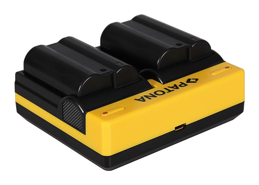 Carregador Dual PATONA para Nikon EN-EL15 1 V1 EN-EL15 D600 D610 D7000 D7100 D800 D8000 incl. Micro-USB