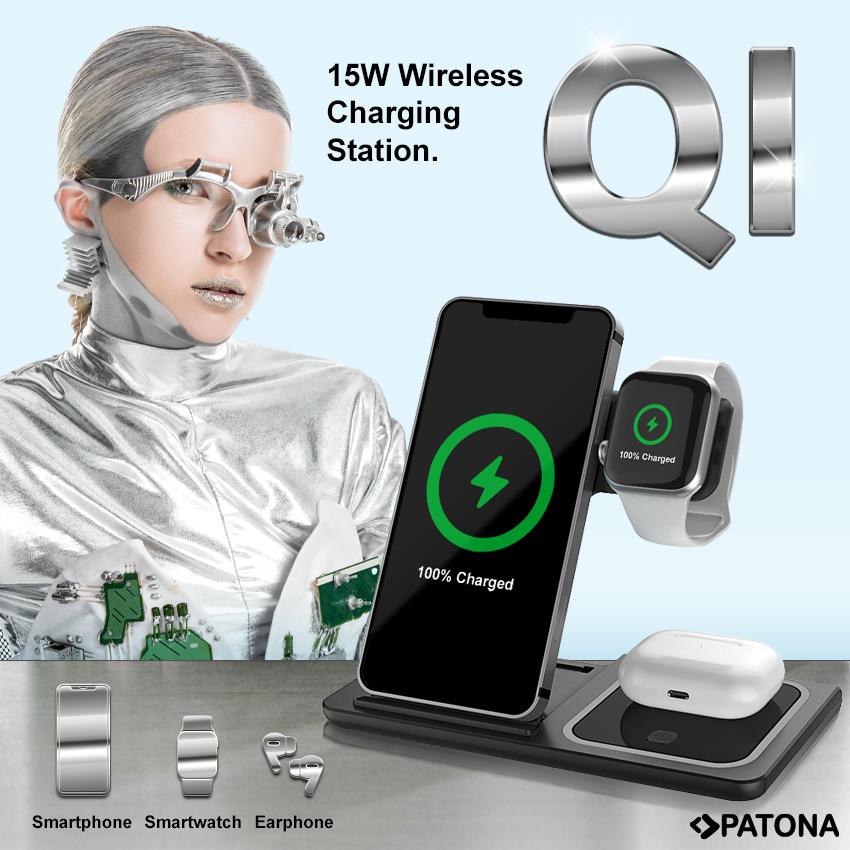 PATONA 3in1 QI Caricatore Wireless per Smartphone, iPhone, Watch e AirPods PATONA 3in1 QI Caricatore Wireless per Smartphone, iPhone, Watch e AirPods