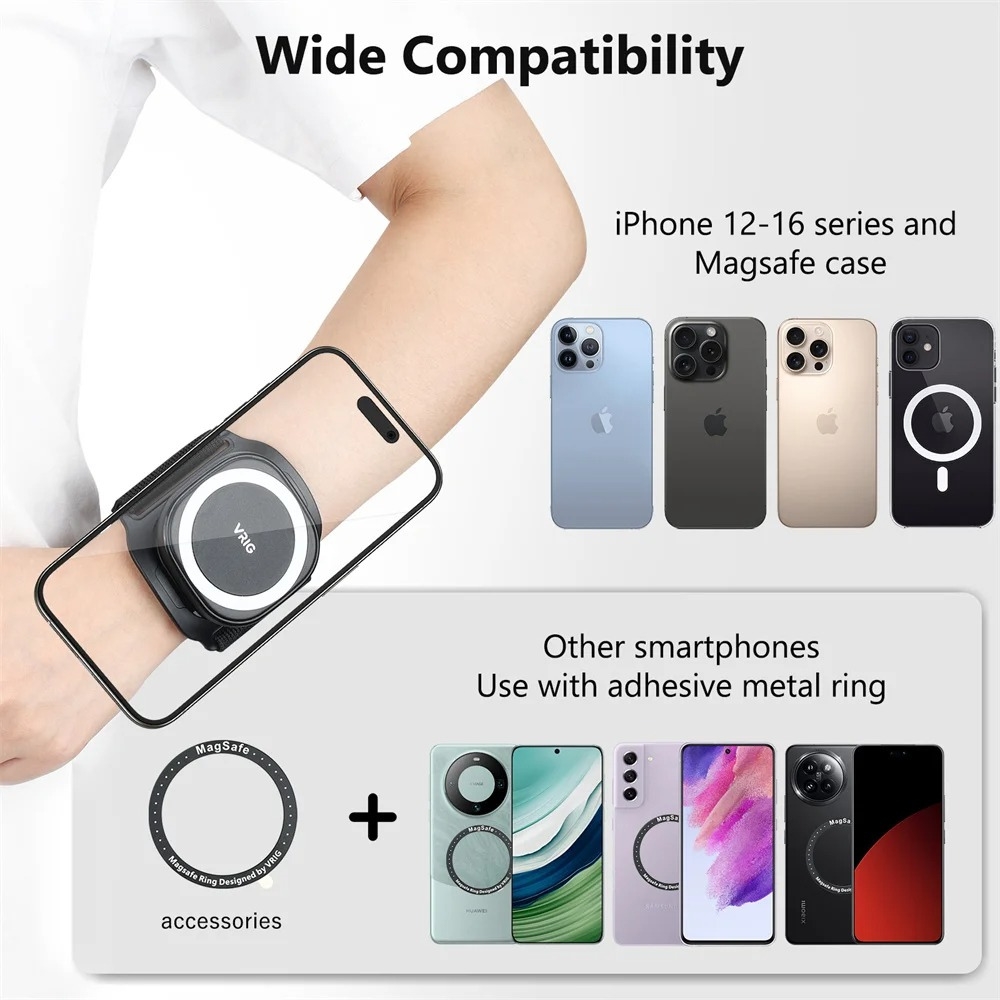 Magnetic MagSafe phone stand grip holder 360° rotatable, compatible with iPhone 16/15/14/13 & Android - Perfect for gym, car & wrist Magnetic MagSafe phone stand grip holder 360° rotatable, compatible with iPhone 16/15/14/13 & Android - Perfect for gym, car & wrist