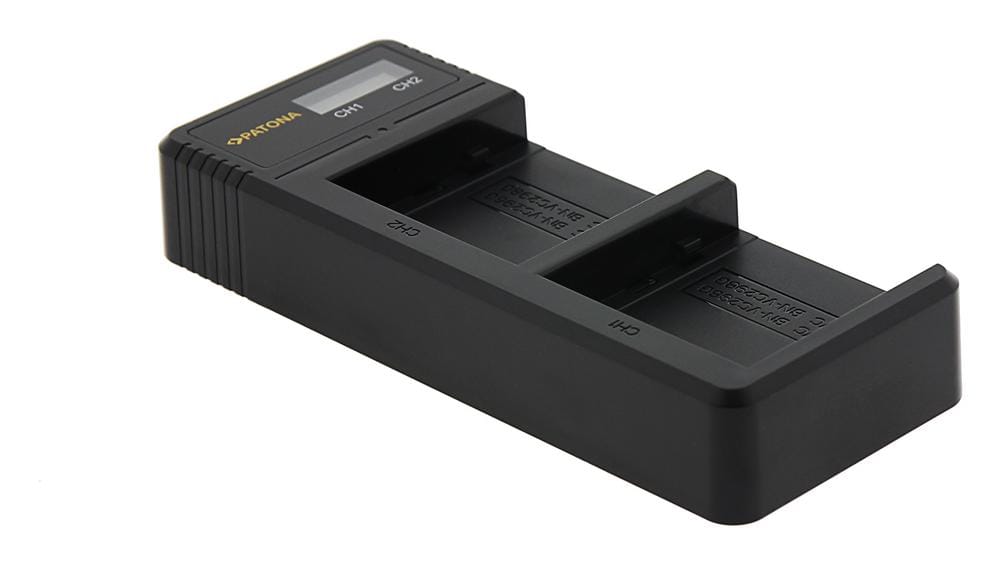 PATONA Carregador USB Dual com LCD para JVC BN-VC296G BN-VC298G GY-HC500 HY-HC550 incl. cabo USB‑C PATONA Carregador USB Dual com LCD para JVC BN-VC296G BN-VC298G GY-HC500 HY-HC550 incl. cabo USB‑C