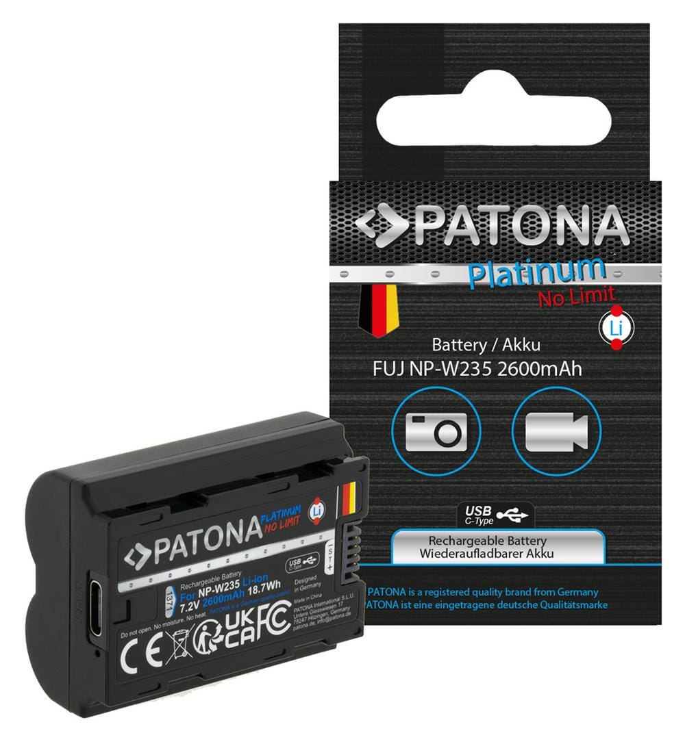 PATONA Platinum Battery with USB‑C Input for Fuji FinePix NP‑W235, XT‑4 & XT4