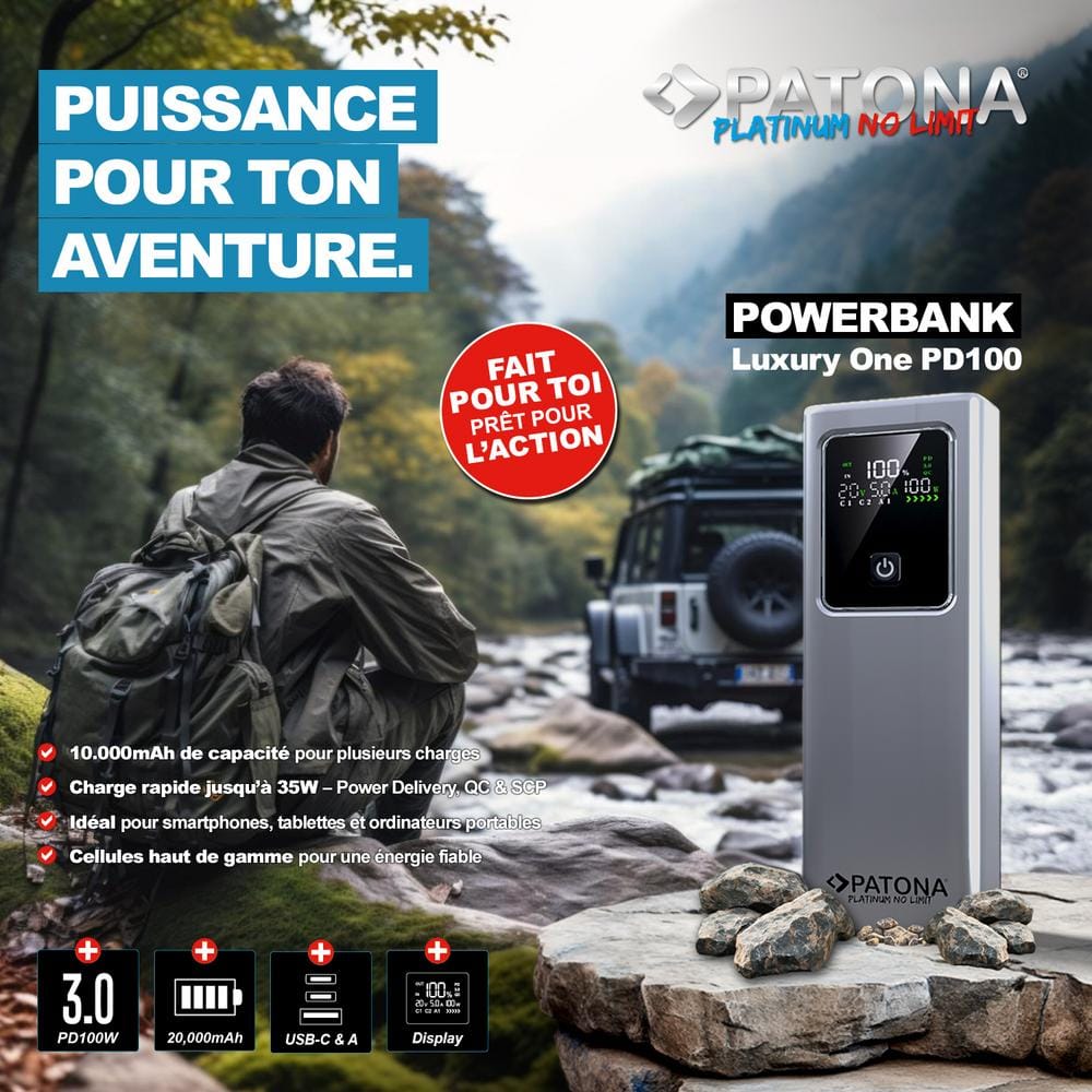 PATONA Platinum Powerbank Luxury One PD100W 20,000 mAh 2 USB‑C PD3.0 + 1 USB‑A PATONA Platinum Powerbank Luxury One PD100W 20,000 mAh 2 USB‑C PD3.0 + 1 USB‑A