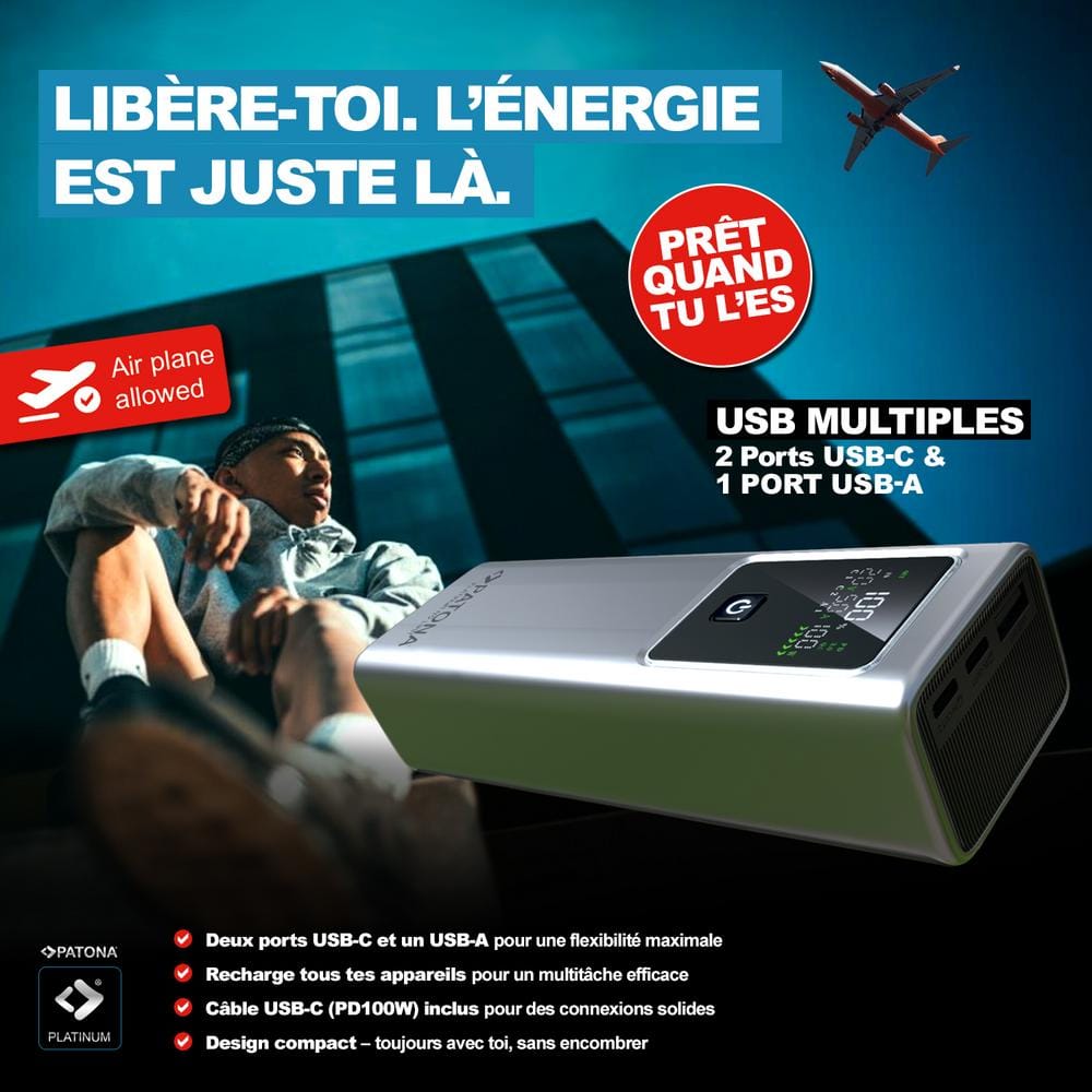 PATONA Platinum Powerbank Luxury One PD100W 20,000 mAh 2 USB‑C PD3.0 + 1 USB‑A