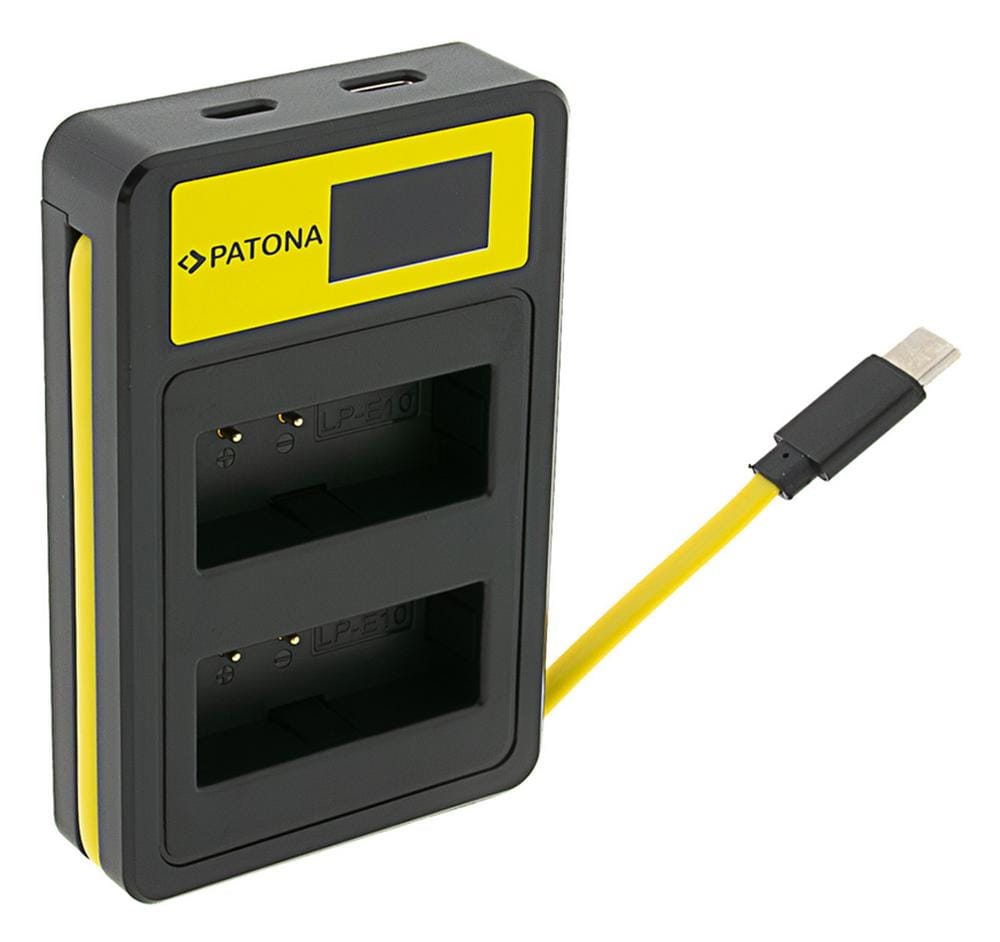 PATONA Smart Dual LCD USB Carregador para Canon LP‑E10 EOS EOS1100D EOS‑1100D Rebel T3 Kiss X50