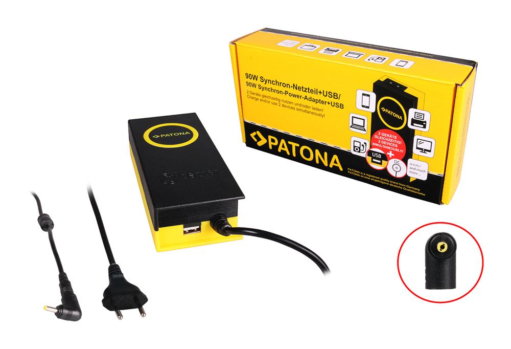 PATONA 90W Sync Power Supply 4x1.7x12mm 19.5V with USB Output 2.1A for HP Mini 1100CM‑KS167UT 1100