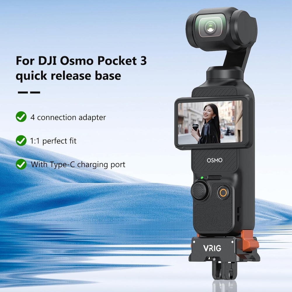 Adaptador para DJI Osmo Pocket 3 - Base metálica 4 em 1 com rosca Type-C de 1/4 de polegada Adaptador para DJI Osmo Pocket 3 - Base metálica 4 em 1 com rosca Type-C de 1/4 de polegada