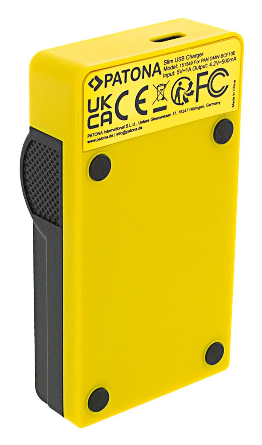 Caricatore USB‑C Slim PATONA per Panasonic DMW‑BCF10E Lumix DMC‑FS7 DMCLX5 DMC‑LX5