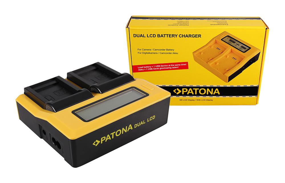 PATONA Caricatore Dual LCD USB per Samsung SLB-0837B IA-BH130C IA-BH130LB Digimax i85 L74 wide