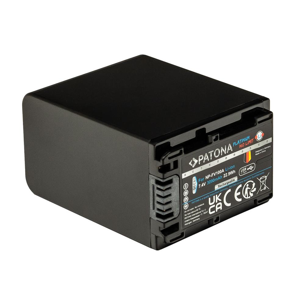 PATONA Platinum Battery with USB‑C Input for Sony NP‑FV100 FDR‑AX40 FDR‑AX45 FDR‑CX680 NEX‑VG30