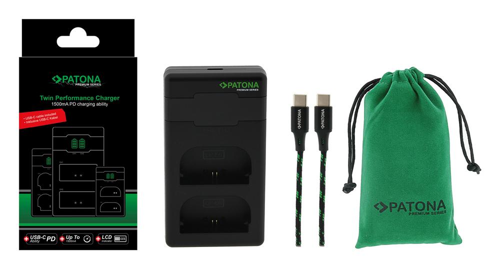 Cargador PD Premium Twin Performance PATONA para Canon LP‑E6 LP‑E6NH LPE6 con cable USB‑C Cargador PD Premium Twin Performance PATONA para Canon LP‑E6 LP‑E6NH LPE6 con cable USB‑C