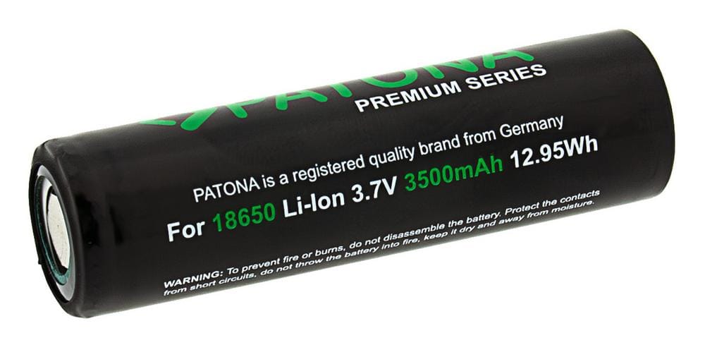 PATONA Premium 18650 Li‑Ion Battery unprotected flat‑top 3.7 V 3500 mAh for E‑Cigarettes, Powerbanks, Flashlights, e‑Bike