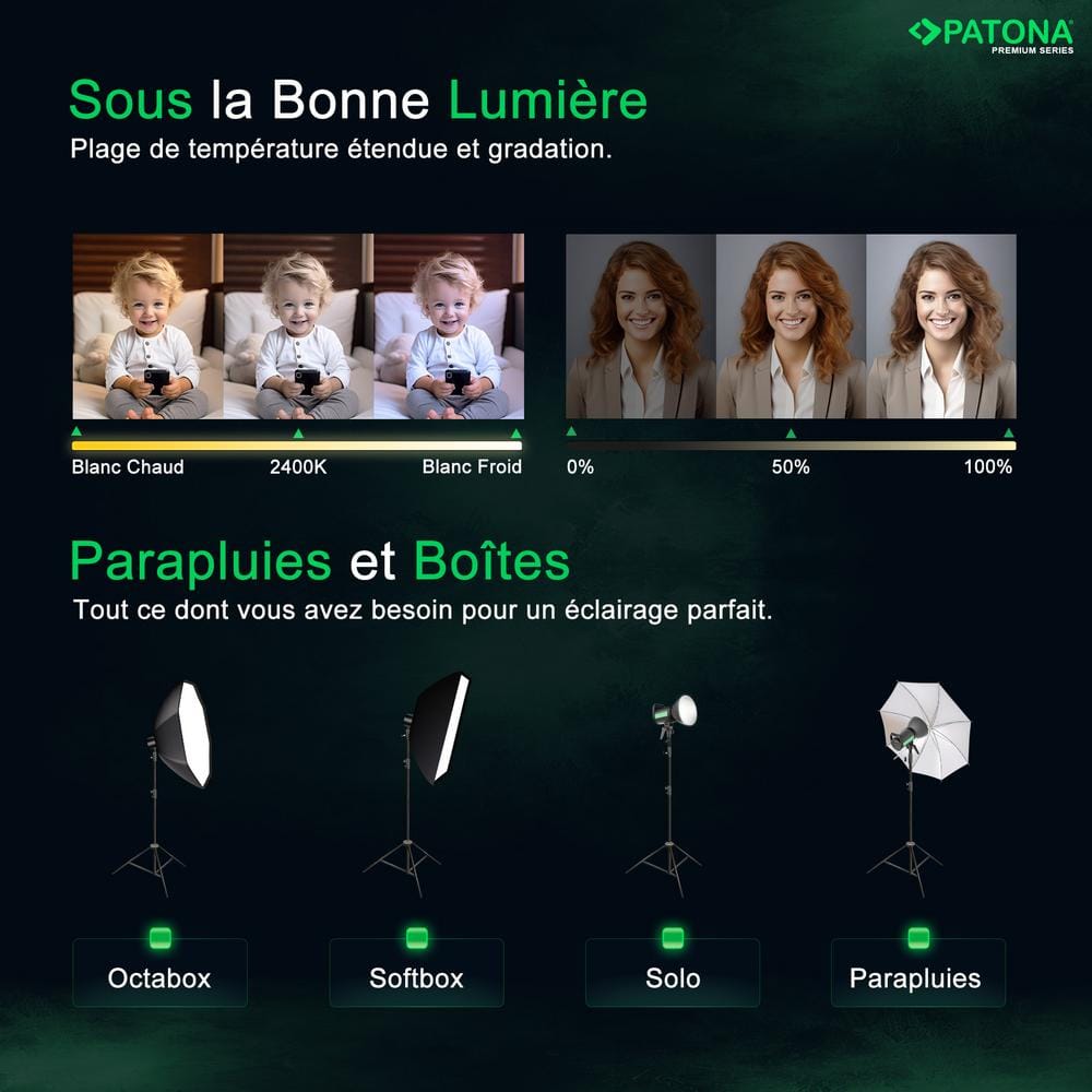 PATONA Premium COB LED Light ML-1200 120W Bi-Color for Photo and Video Production incl. Carrying Case