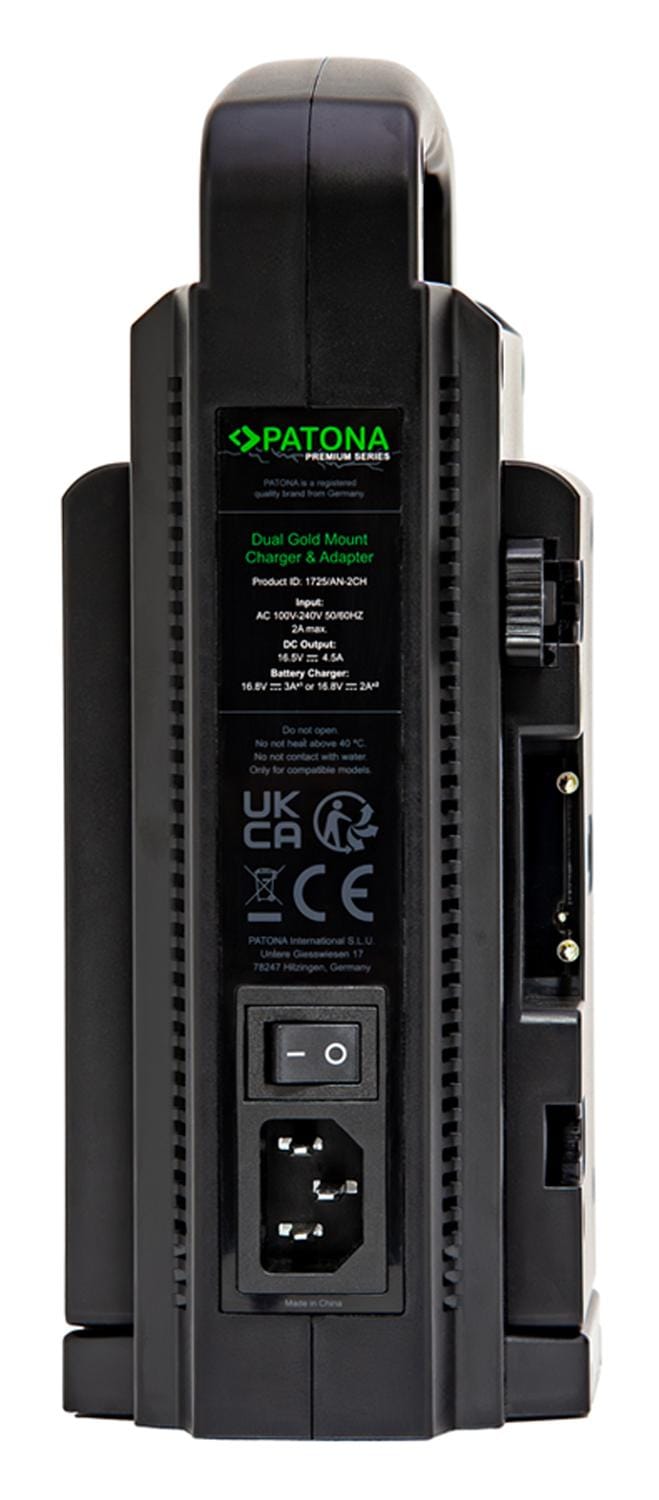 PATONA Premium Dual Gold Mount Charger for Panasonic AN-190W BL‑BP150 BP‑150S with 4‑Pin XLR Cable