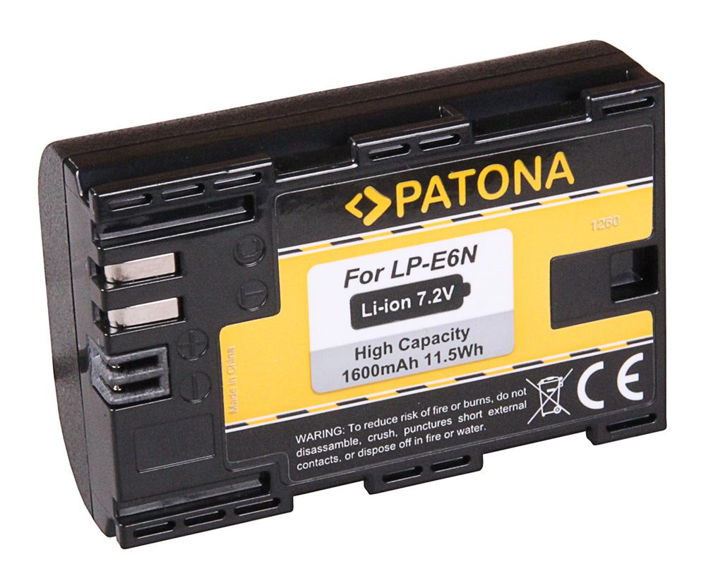 PATONA Batteria per Canon LP‑E6N LPE6N EOS R EOS 80D 7D 70D 6D 60D Mark II Mark III R5D