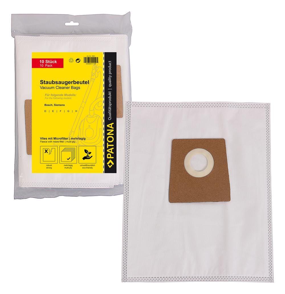 PATONA 10 sacos para aspirador de feltro multicamadas com microfiltro para Bosch tipo D E F G PATONA 10 sacos para aspirador de feltro multicamadas com microfiltro para Bosch tipo D E F G