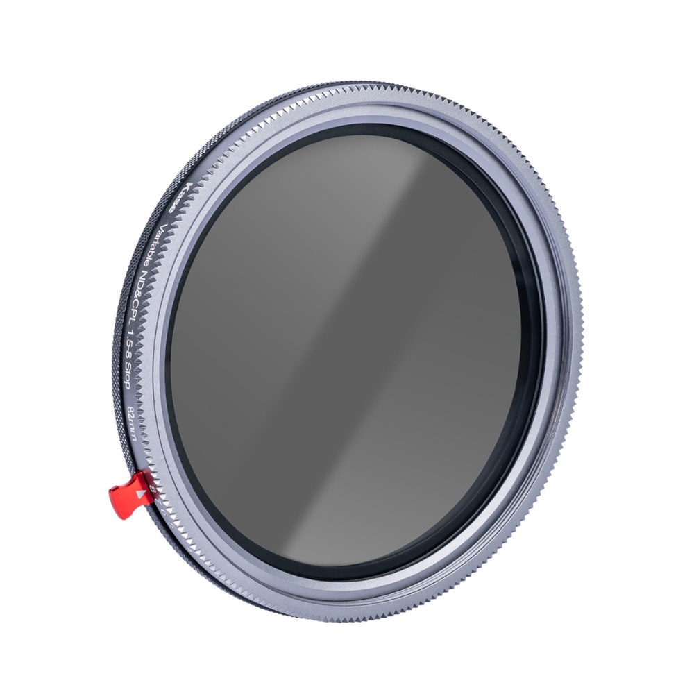 Zmienny filtr ND Vario z filtrem polaryzacyjnym 1,5-8 stopni wraz z przykręcaną pokrywką obiektywu Zmienny filtr ND Vario z filtrem polaryzacyjnym 1,5-8 stopni wraz z przykręcaną pokrywką obiektywu