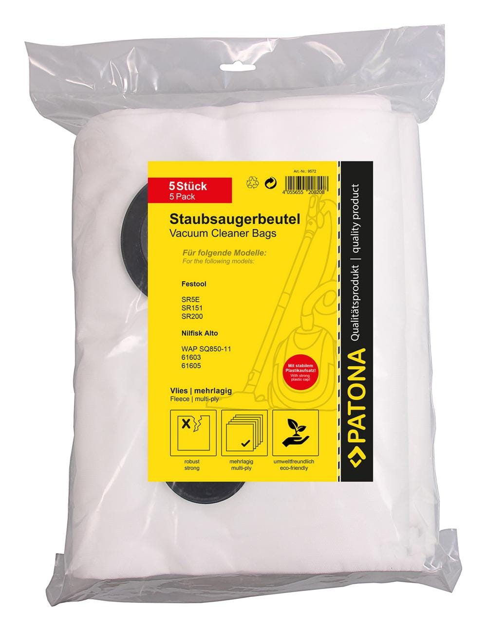 PATONA 5 Sacs d'aspirateur à plusieurs couches en feutre pour Festool SR5E SR151 SR200 SR201 SR203 Nilfisk Alto 6160