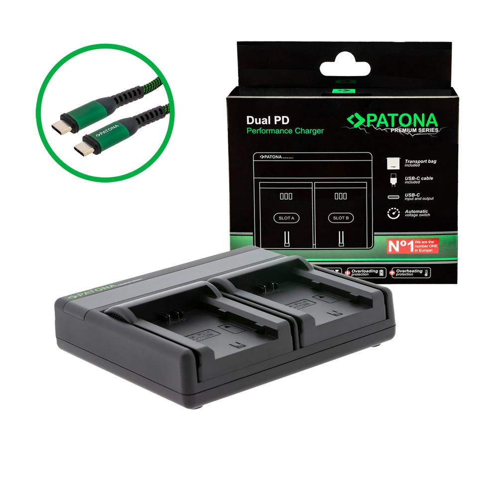 Carregador PATONA Premium Dual PD de alto desempenho para Fuji NP-W235 com entrada/saída USB-C Carregador PATONA Premium Dual PD de alto desempenho para Fuji NP-W235 com entrada/saída USB-C