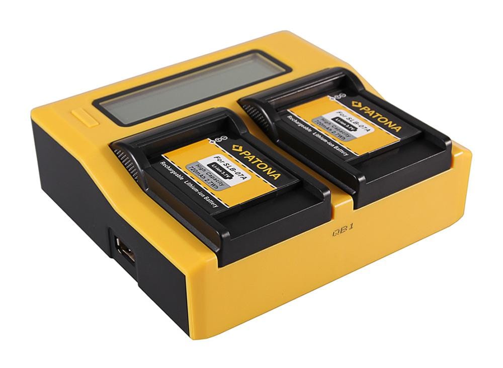 PATONA Caricabatterie Dual LCD USB per Samsung SLB-07A TL TL100 TL210 TL220 TL225 TL90 PL150