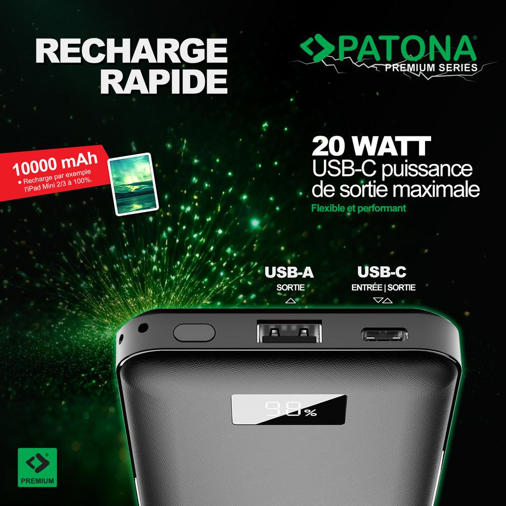 PATONA Premium Powerbank Stark 3.0 PD20W 10.000 mAh per smartphone, fotocamere digitali, cuffie e altro