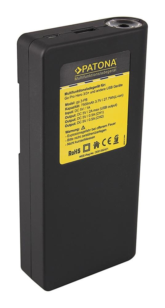 PATONA Powerbank per 2 batterie GoPro Hero 3, inclusa uscita USB PATONA Powerbank per 2 batterie GoPro Hero 3, inclusa uscita USB