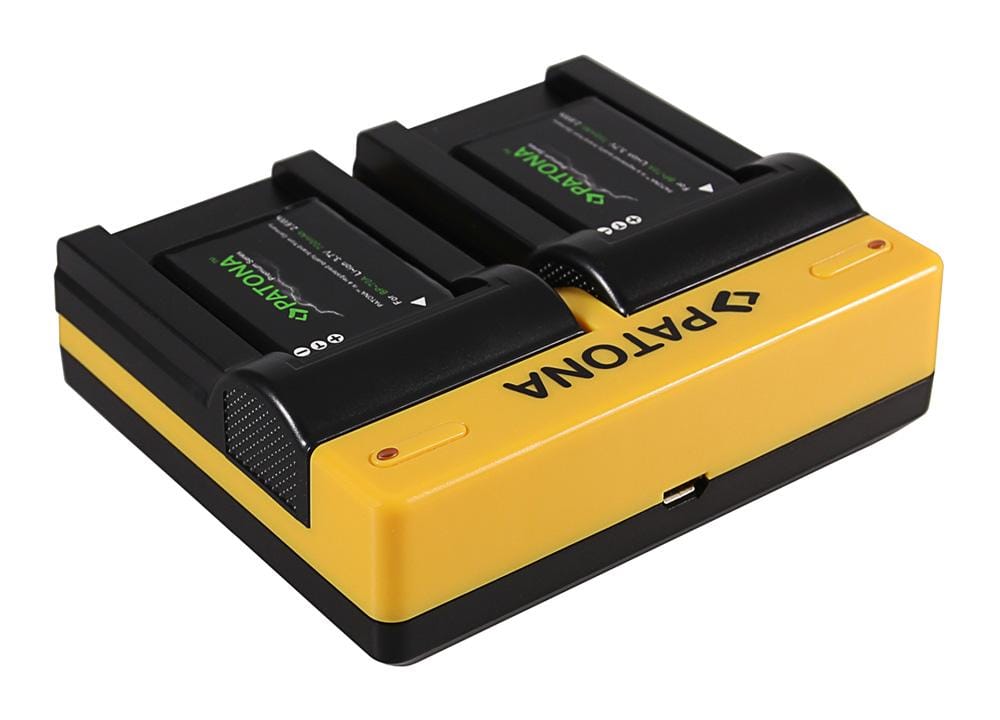 Caricatore Dual PATONA per Canon EOS C300, C300 PL, HA, HA H1S e Samsung BP-70A con Micro‑USB Caricatore Dual PATONA per Canon EOS C300, C300 PL, HA, HA H1S e Samsung BP-70A con Micro‑USB