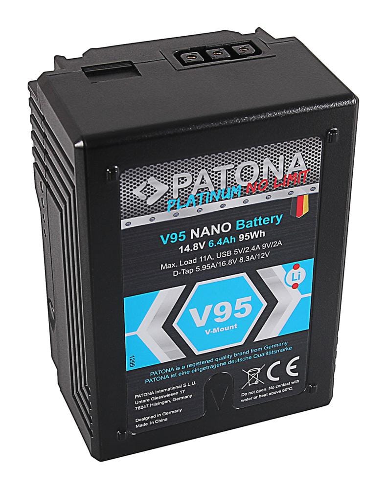 PATONA Platinum NANO V95 V-Mount 95Wh para Sony DSR 600P 650P 652P HDW 800P PDW 850 BP-150w RED ARRI PATONA Platinum NANO V95 V-Mount 95Wh para Sony DSR 600P 650P 652P HDW 800P PDW 850 BP-150w RED ARRI