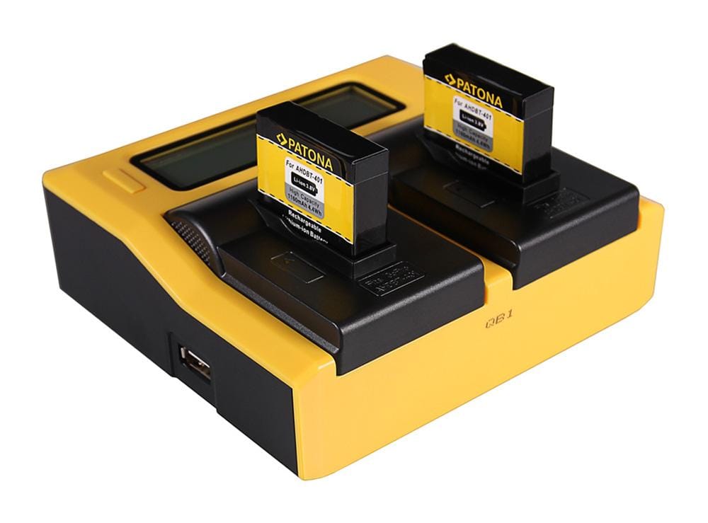 PATONA Dual LCD USB Charger for GoPro AHDBT-401 Hero4 Black Edition and Hero5 Black