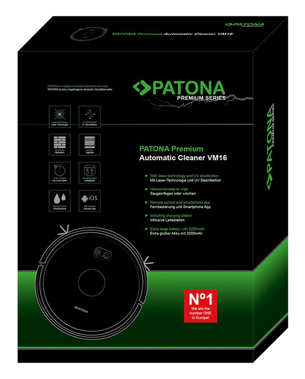 PATONA Nettoyeur Laser Automatique VM16 Robot Aspirateur avec Fonction de Lavage et Désinfection UV PATONA Nettoyeur Laser Automatique VM16 Robot Aspirateur avec Fonction de Lavage et Désinfection UV