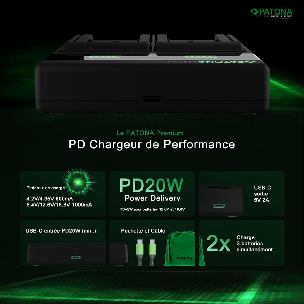 PATONA Premium Dual PD Performance Charger for Canon BP‑915 with USB‑C Input/Output PATONA Premium Dual PD Performance Charger for Canon BP‑915 with USB‑C Input/Output